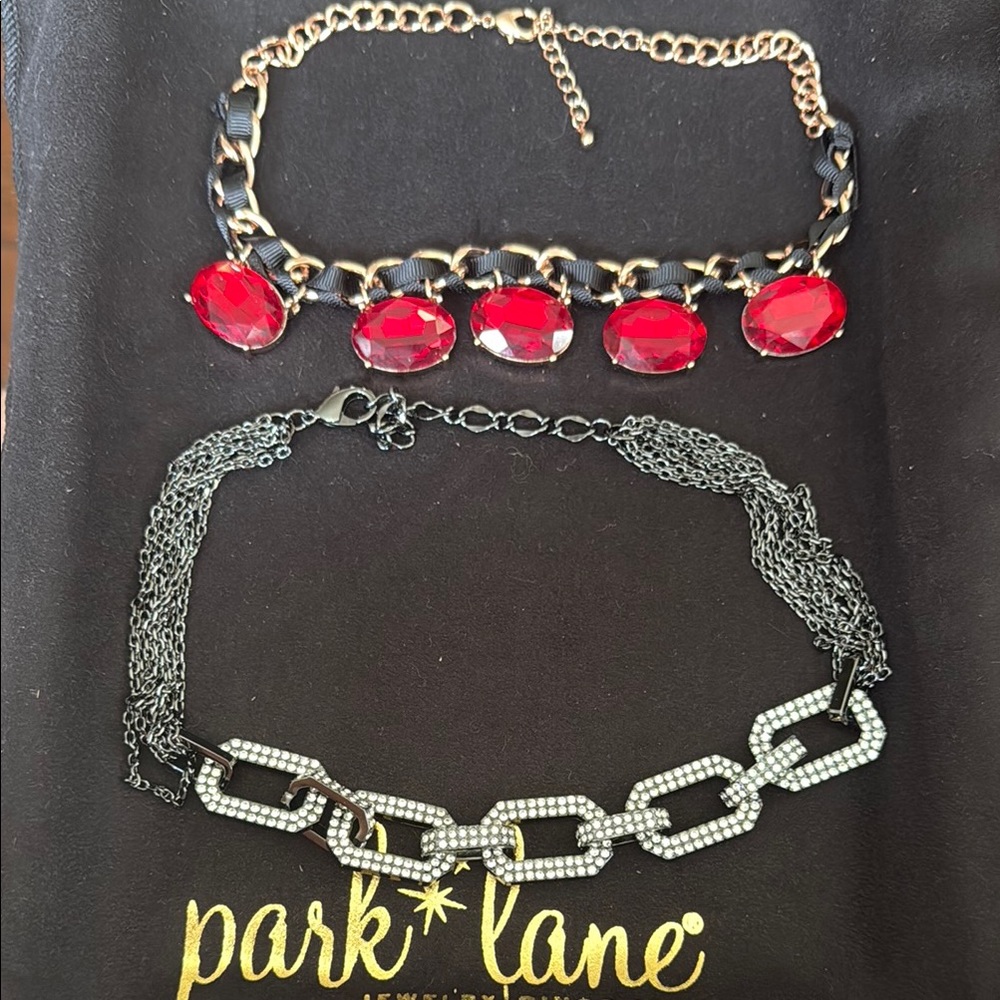 Park Lane Red and Black Statement Necklace Set